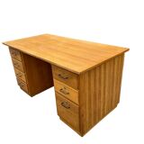 Vintage light oak executive desk