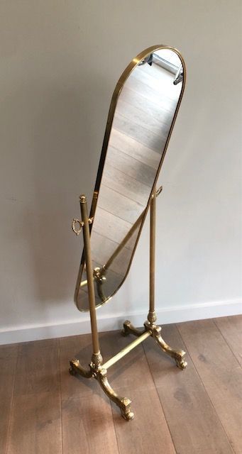Miroir psyché en laiton de style néoclassique