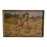 Oil on canvas by Geffroy women at the harvest early 20th century