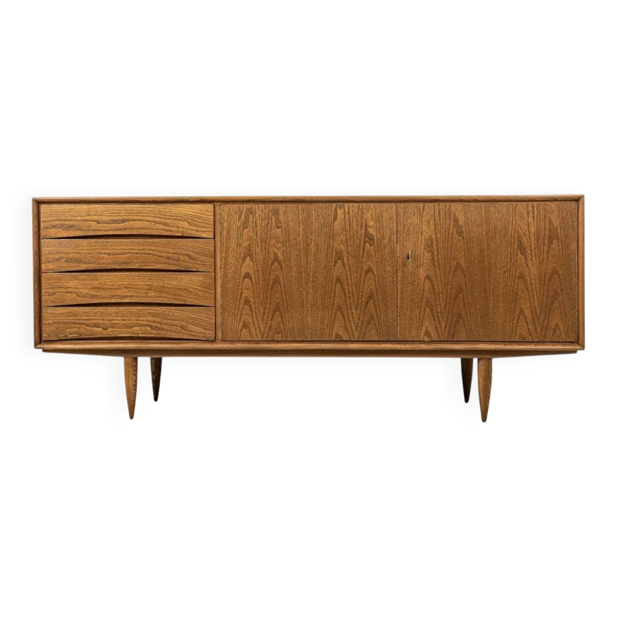 Vintage oak sideboard by Bydgoskie Fabryki Mebli, 1960, Poland