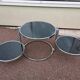 Table basse ronde en verre et chrome vintage