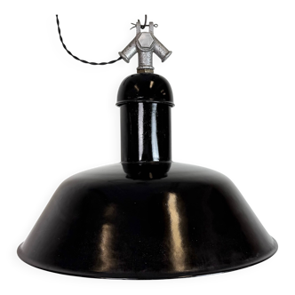 Black Enamel Industrial Pendant Lamp from AEG, 1930s