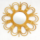 Rattan Mirror, type sun, England 70s 51 cm
