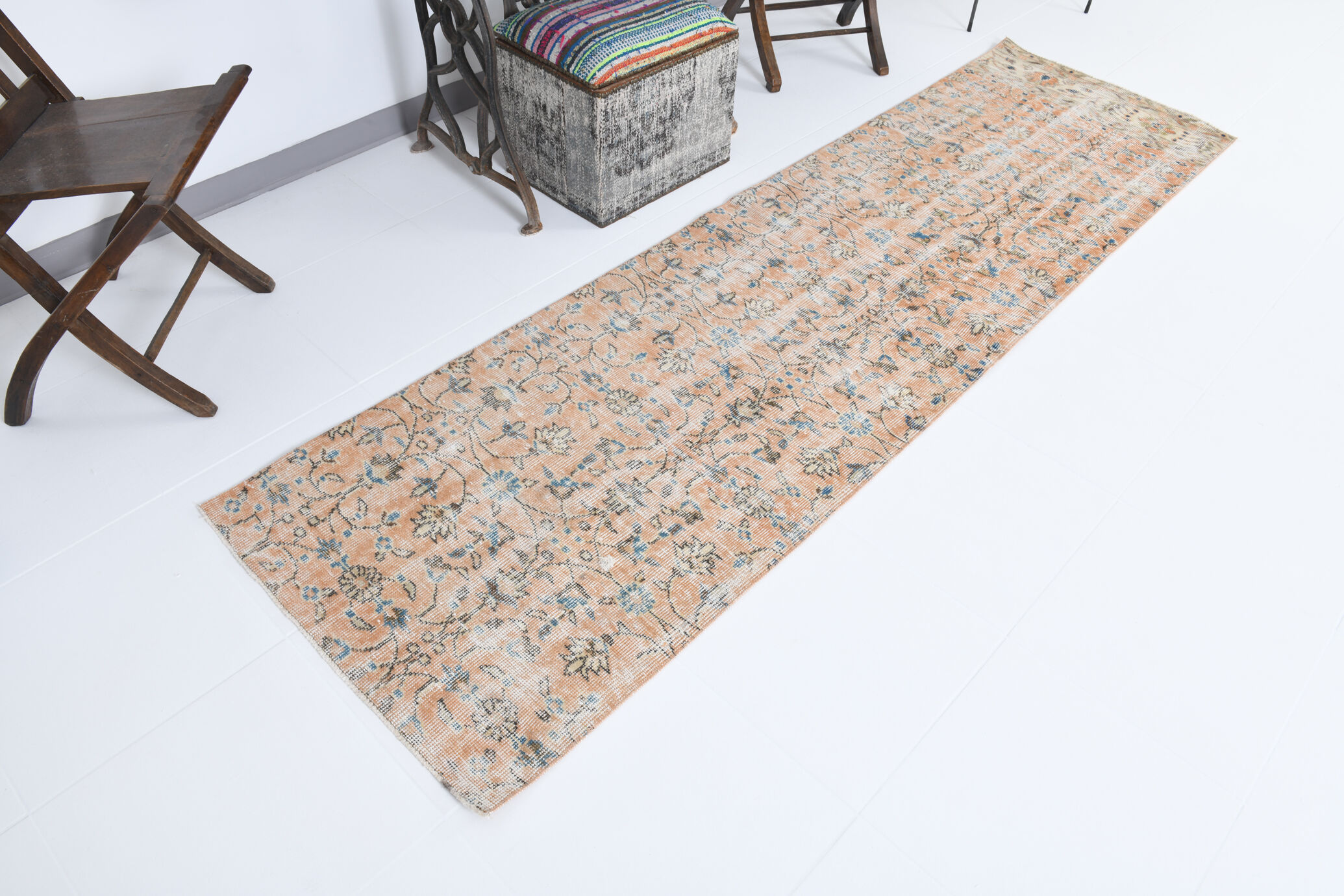 3x9 Vintage Floral Runner Rug,78x275Cm