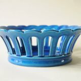 Blue openwork ceramic fruit bowl DLG from Bourg-Joly Malicorne