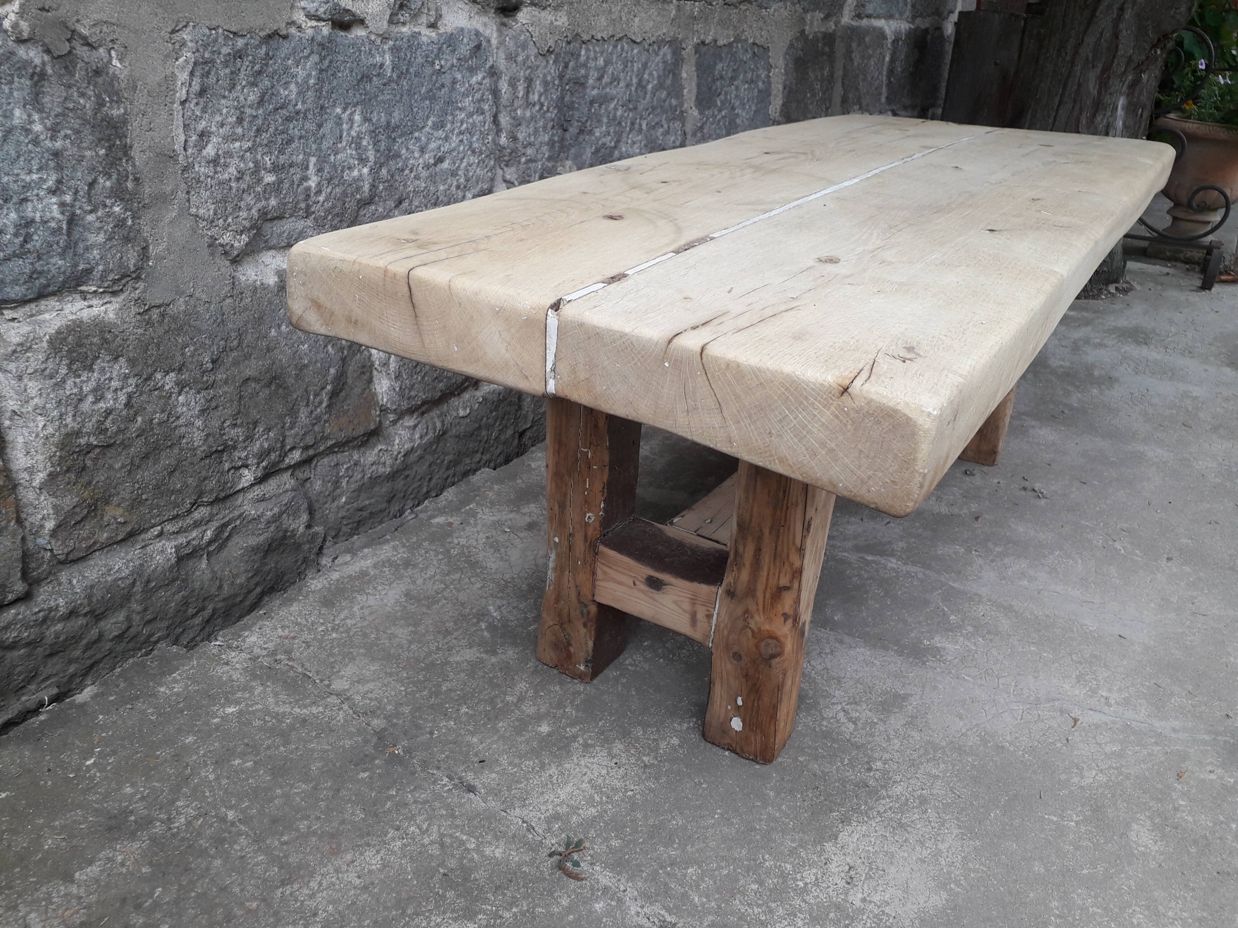 Brutalist solid oak coffee table