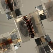 Chandelier 1970 design glass and stainless steel