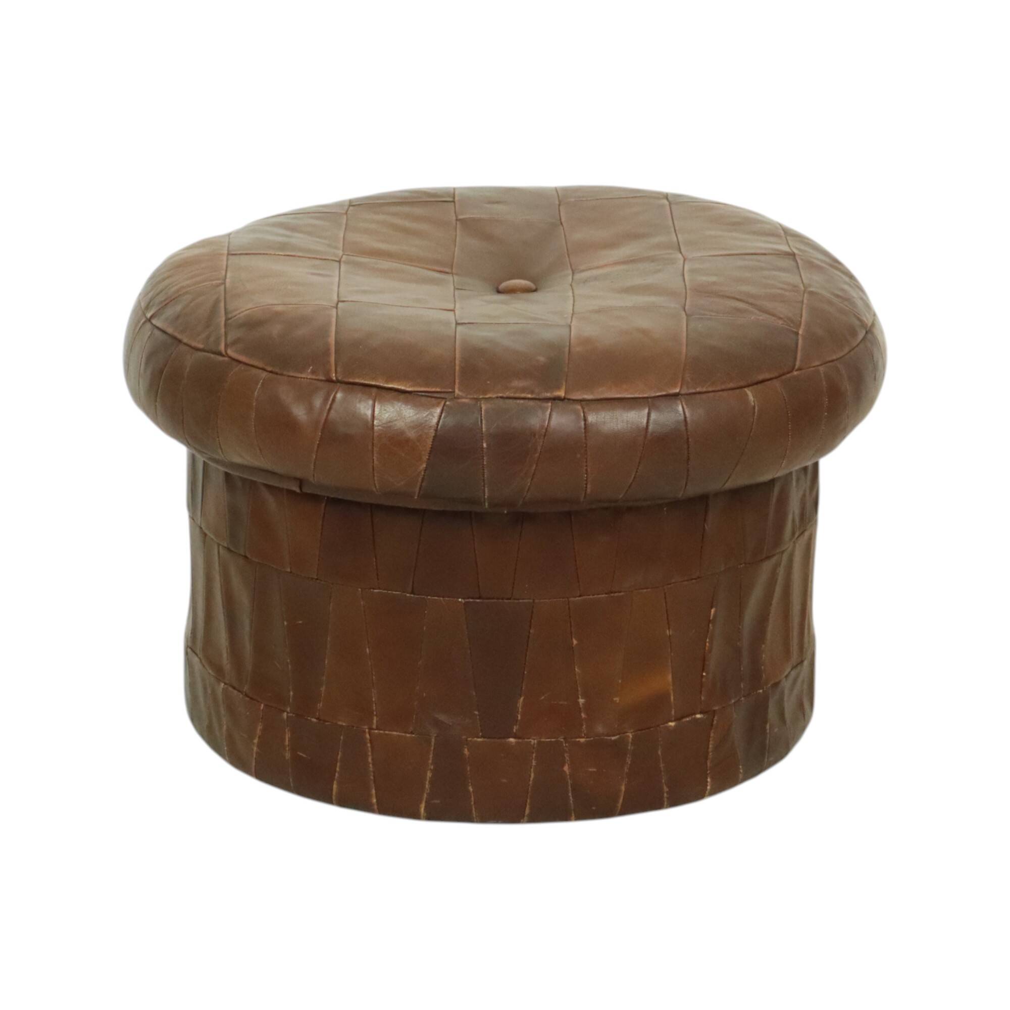 Ottoman design champignon avec espace de rangement De Sede en cuir marron 57 cm
