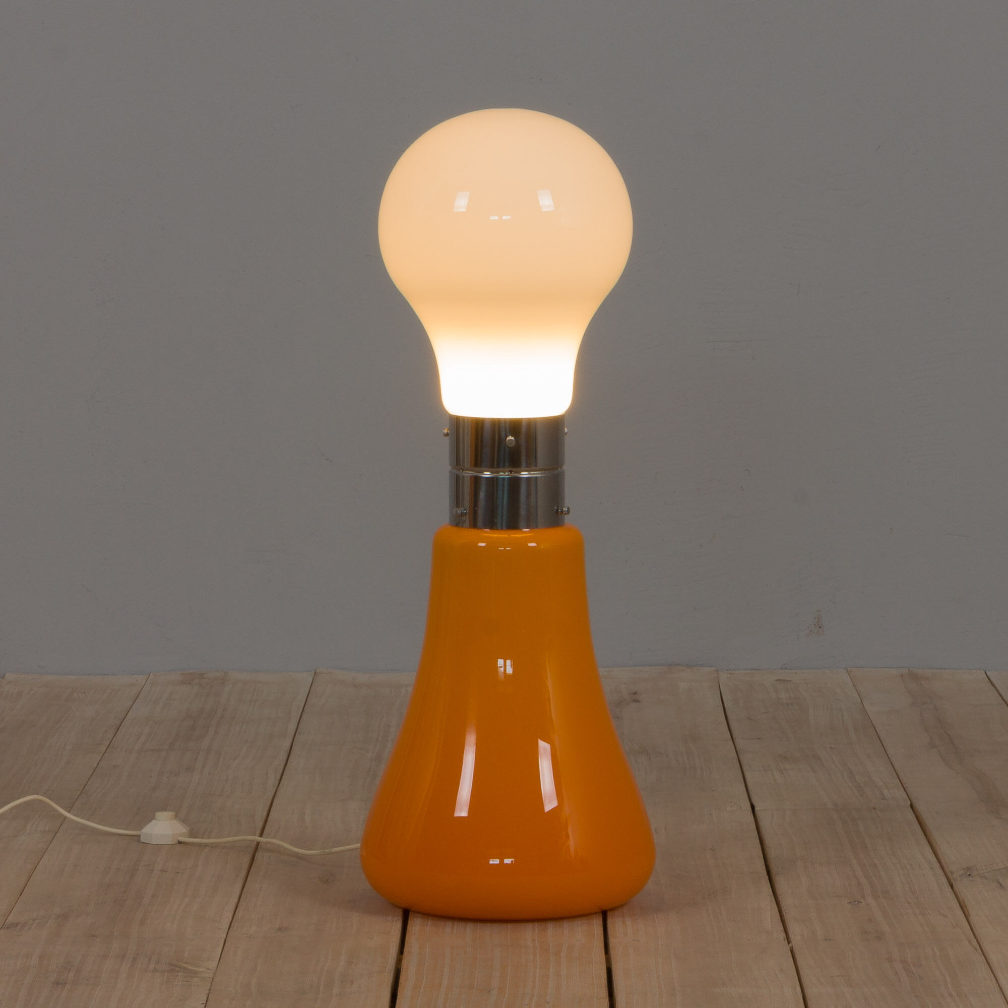 Brillo floor lamp by Carlo Nason for Mazzega in white and orange Murano glass