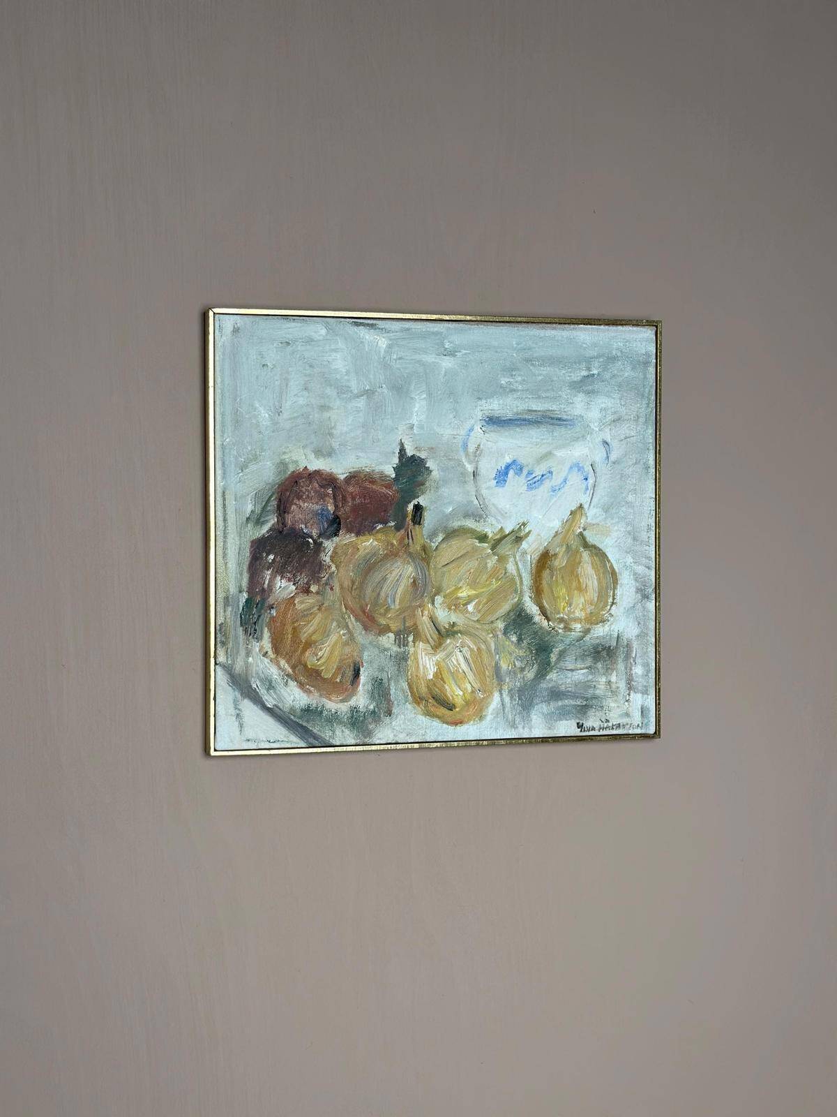 Original Swedish Oil On Canvas – “Fruits” By Ylva Hakanson Byström – Vintage & Framed