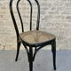 Bistro chair in black lacquered wood and seat in cannage