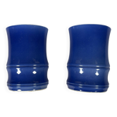 Paire de vases d'applique en porcelaine monochrome bleu - Chine  Qing