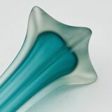 Turquoise glass soliflore in Murano style, Eiffel Tower shape.