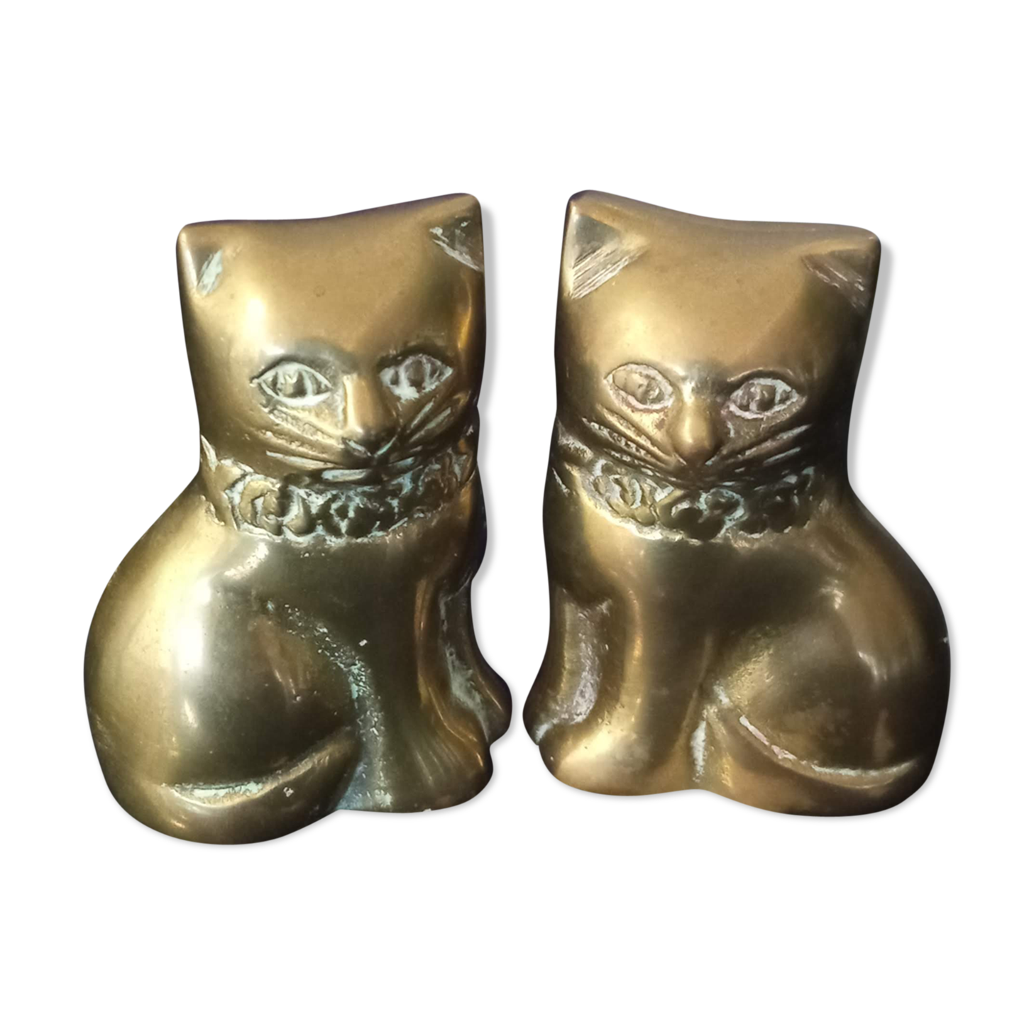 Pair of brass cats