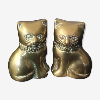 Pair of brass cats