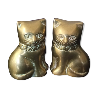 Pair of brass cats