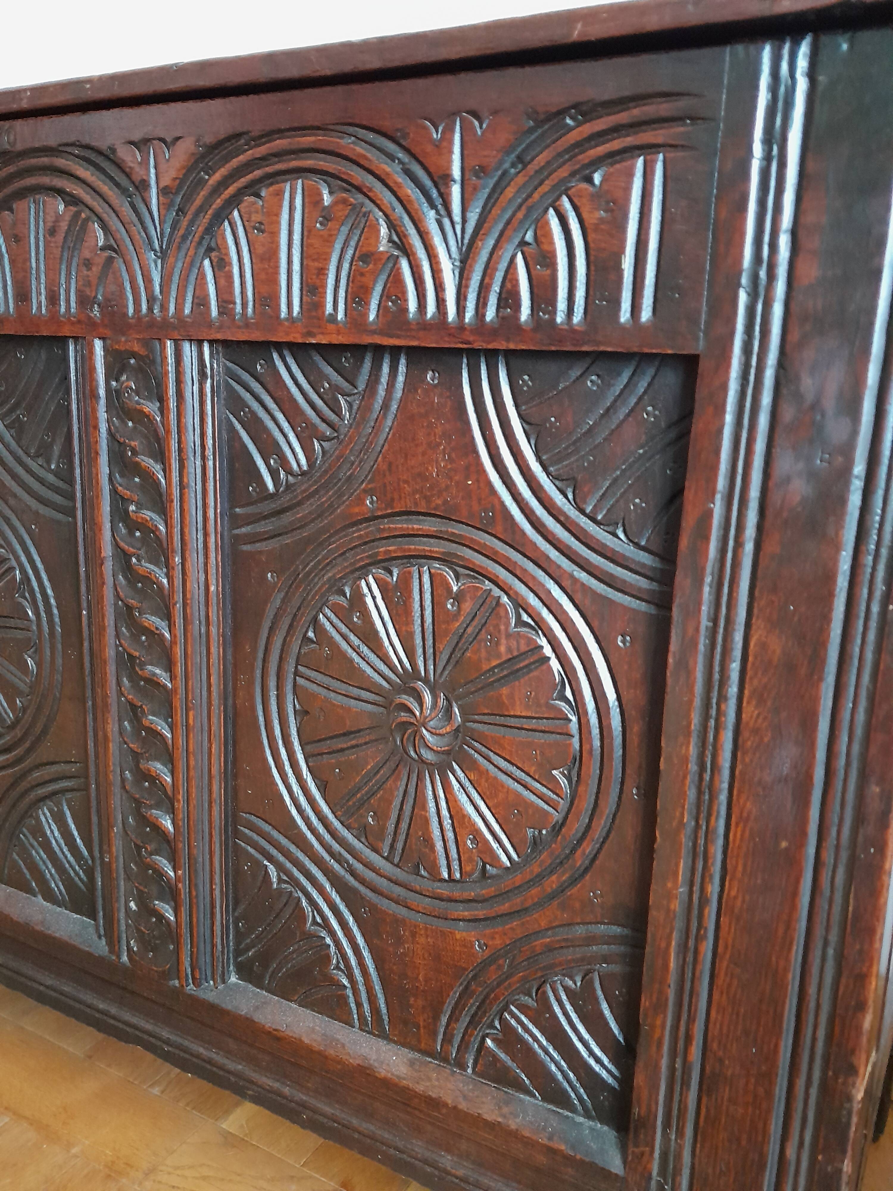 19th century oak castle chest