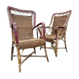Pair of garden chair in 19th century rattan