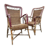 Pair of garden chair in 19th century rattan