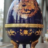 Old Large Egg Porcelain Jewelry Box Set