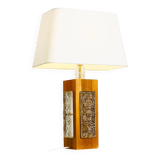 Vintage teak wood and glass lamp by Ateljé Glas & Trä, Sweden 1960s