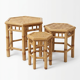 Set of three vintage rattan side tables.