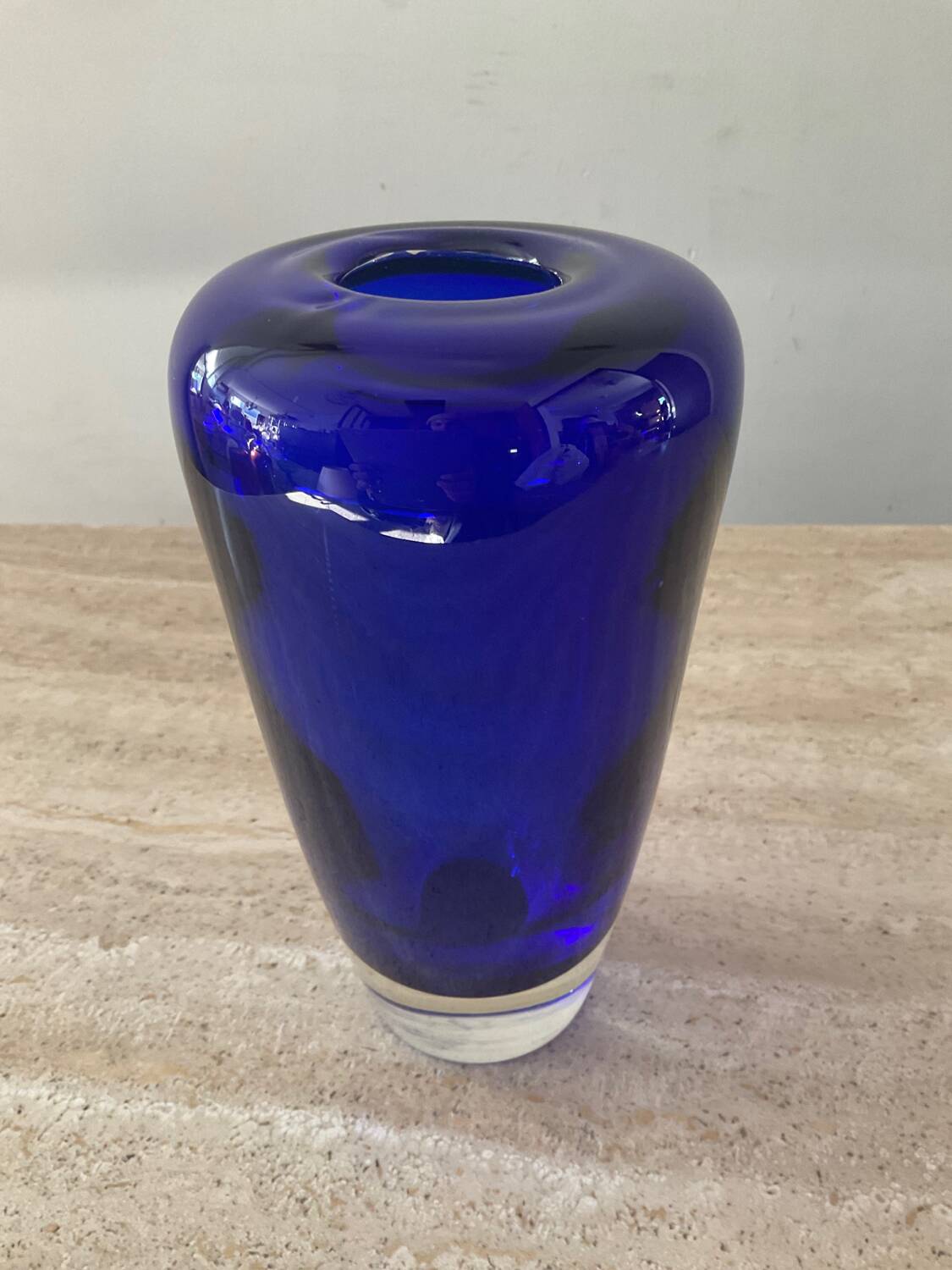 Vintage cobalt blue glass paste vase