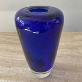 Vase vintage en pâte de verre bleu cobalt