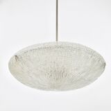 Mid-century Textured Glass and Nickel Kalmar Discus Chandelier, Austria, 1950s