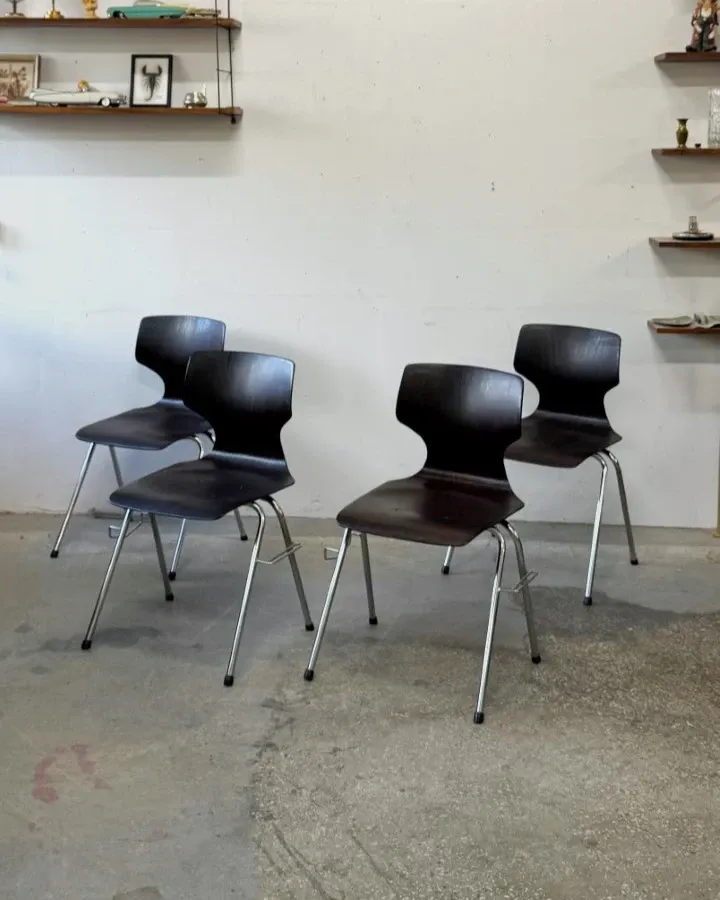 Set of 4 stackable chairs, Pagwood (Pagholz), Germany, 1960s/70s