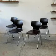 Ensemble de 4 chaises empilables, Pagwood (Pagholz), Allemagne, années 1960/70.