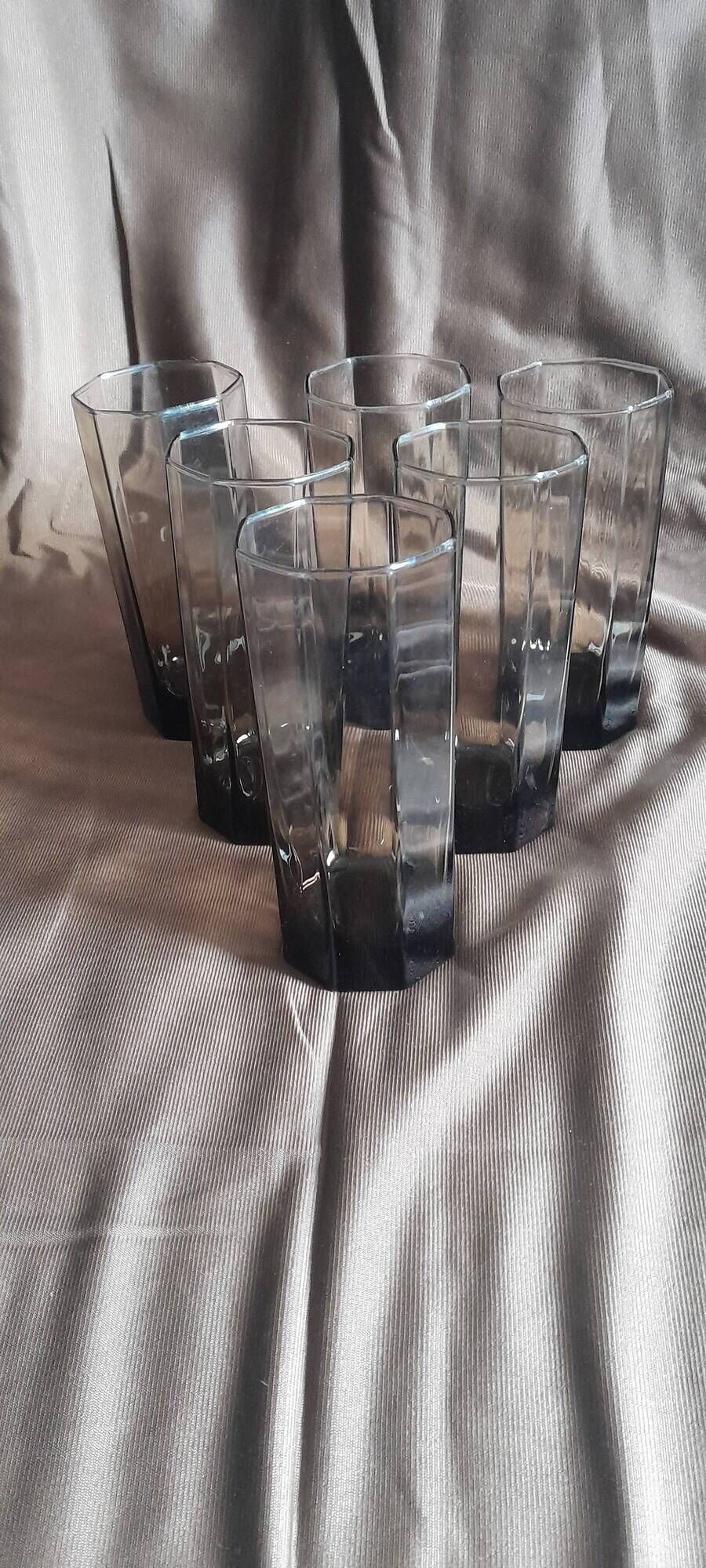 Set of 6 Arcoroc Luminarc Octime smoked black glasses