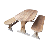 Wooden table with 2 benches