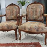 Pair of Louis XV rocaille armchairs