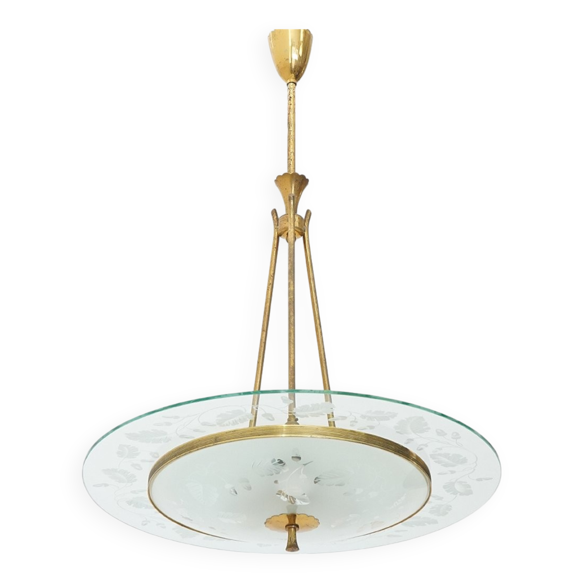 Brass and glass chandelier, 1950s