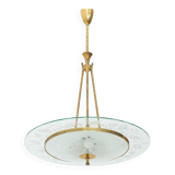 Brass and glass chandelier, 1950s