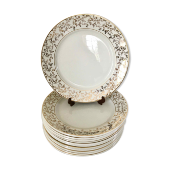 Set 12 flat porcelain plates