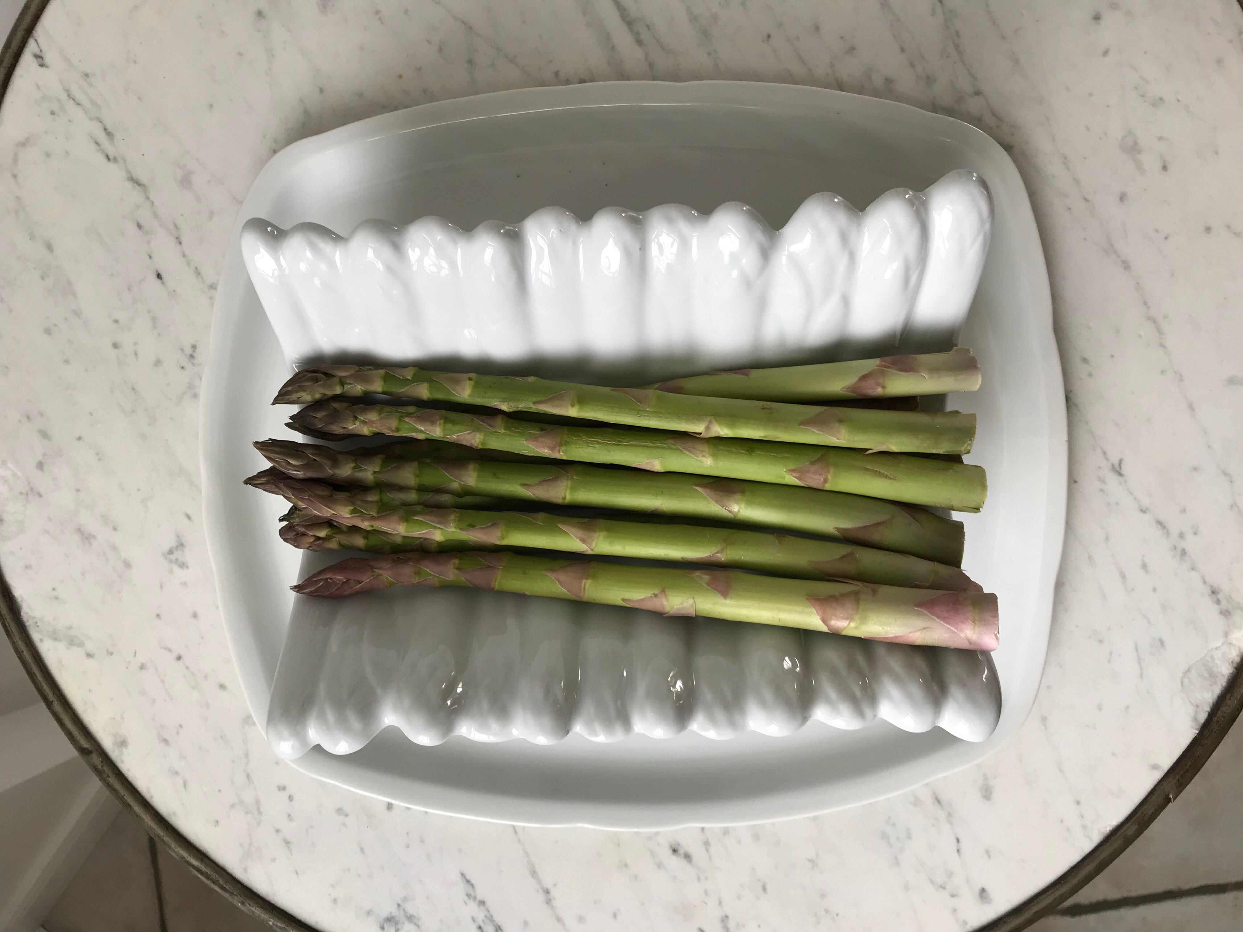 Asparagus dish in slurry early twentieth century