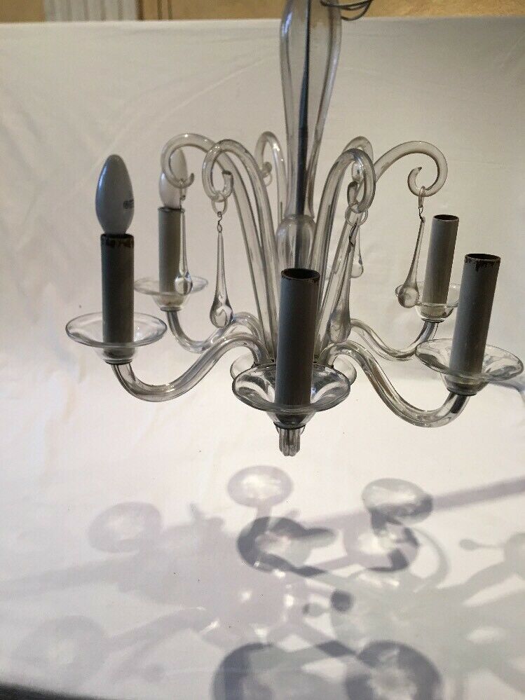 Murano glass chandelier shaped old drop 6 vintage branches