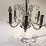Lustre en verre de murano forme goutte ancien 6 branches vintage