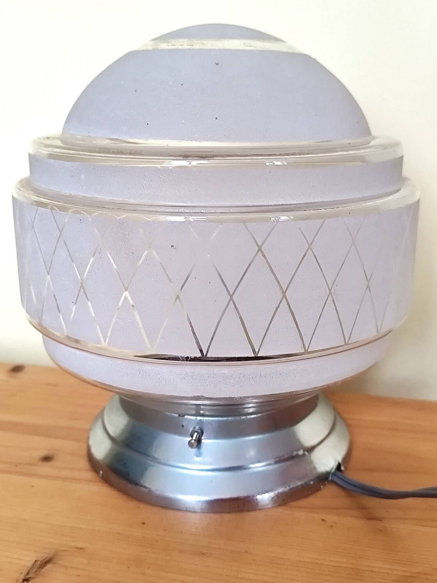 plafonnier des années 40,  globe verre granité opaque -  lampe de table