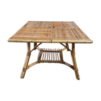 Coffee table in bamboo and rattan 60s