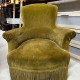 Khaki green velvet toad armchair