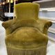 Khaki green velvet toad armchair