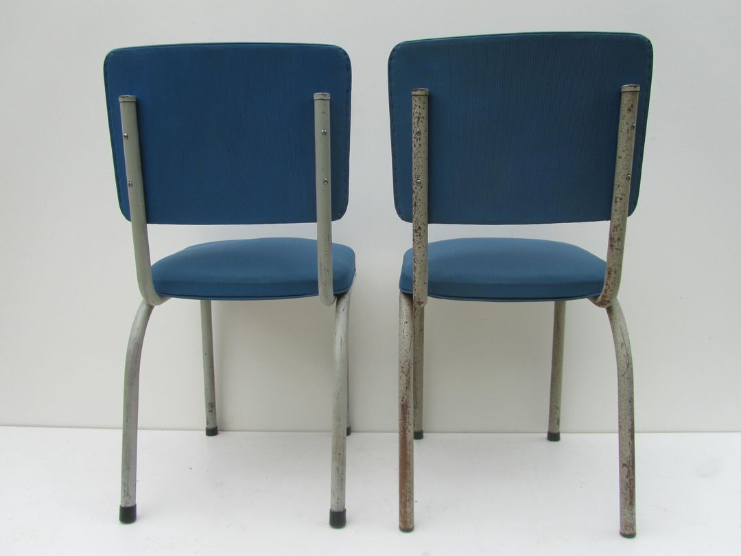 Set of 9 original Tubax chairs attributed to Willy Van Der Meeren, Belgium, 1950s