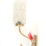 Pair of gold metal and glass sconces, 50s