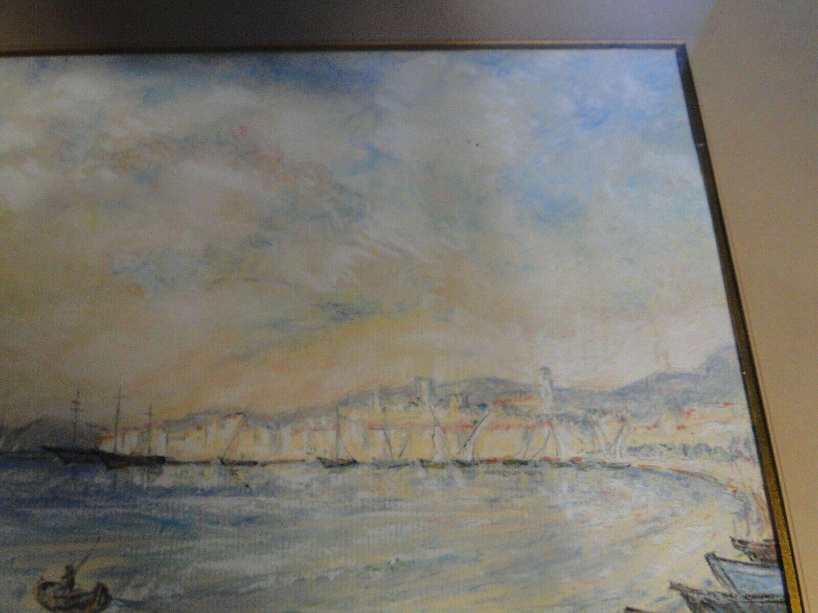 Pastel Michel Gastaldi view of Cannes the fishermen