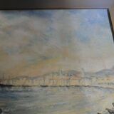 Pastel Michel Gastaldi vue de Cannes les pêcheurs