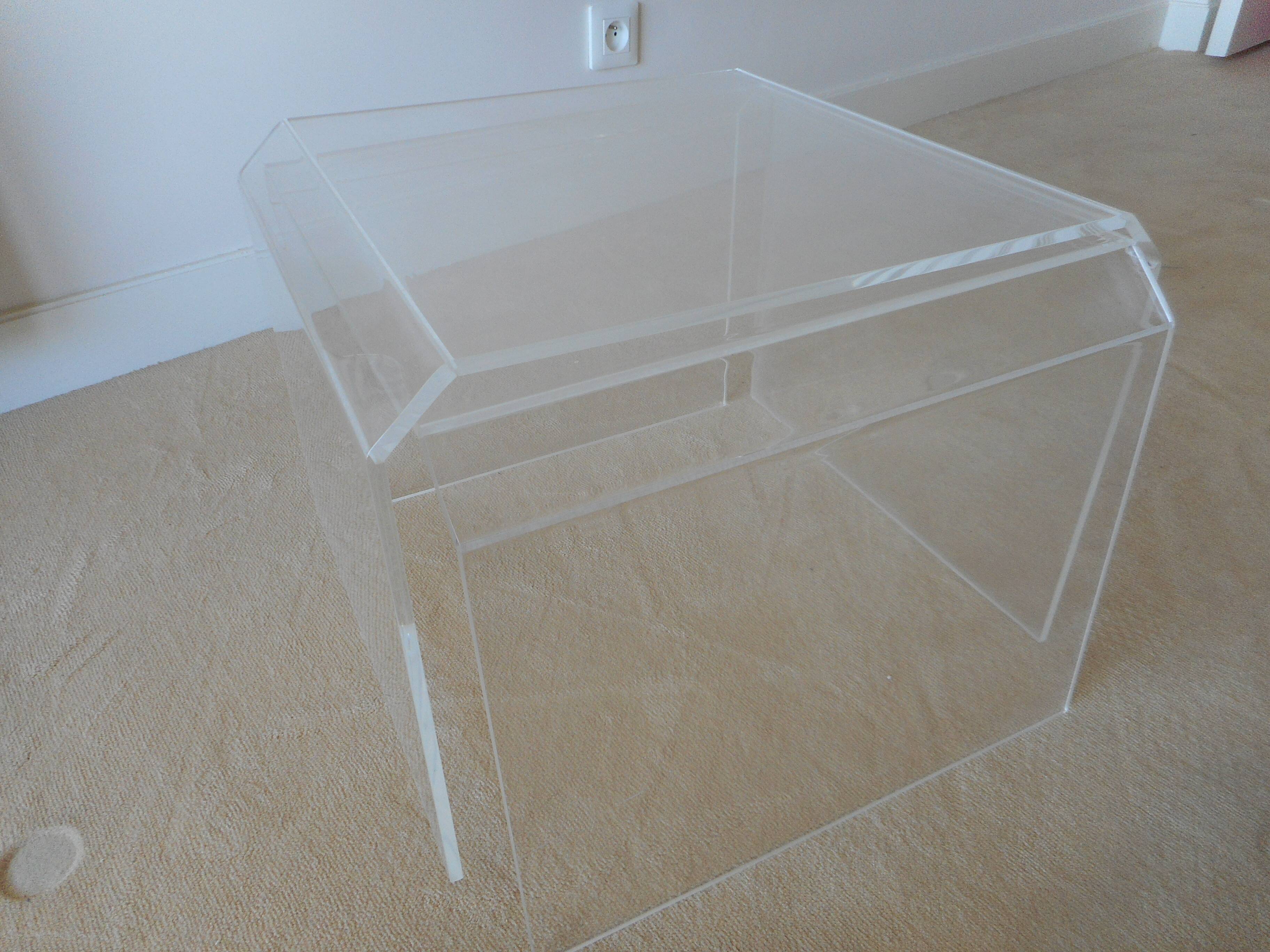 set of 2 vintage plexiglass side or bedside tables 1970