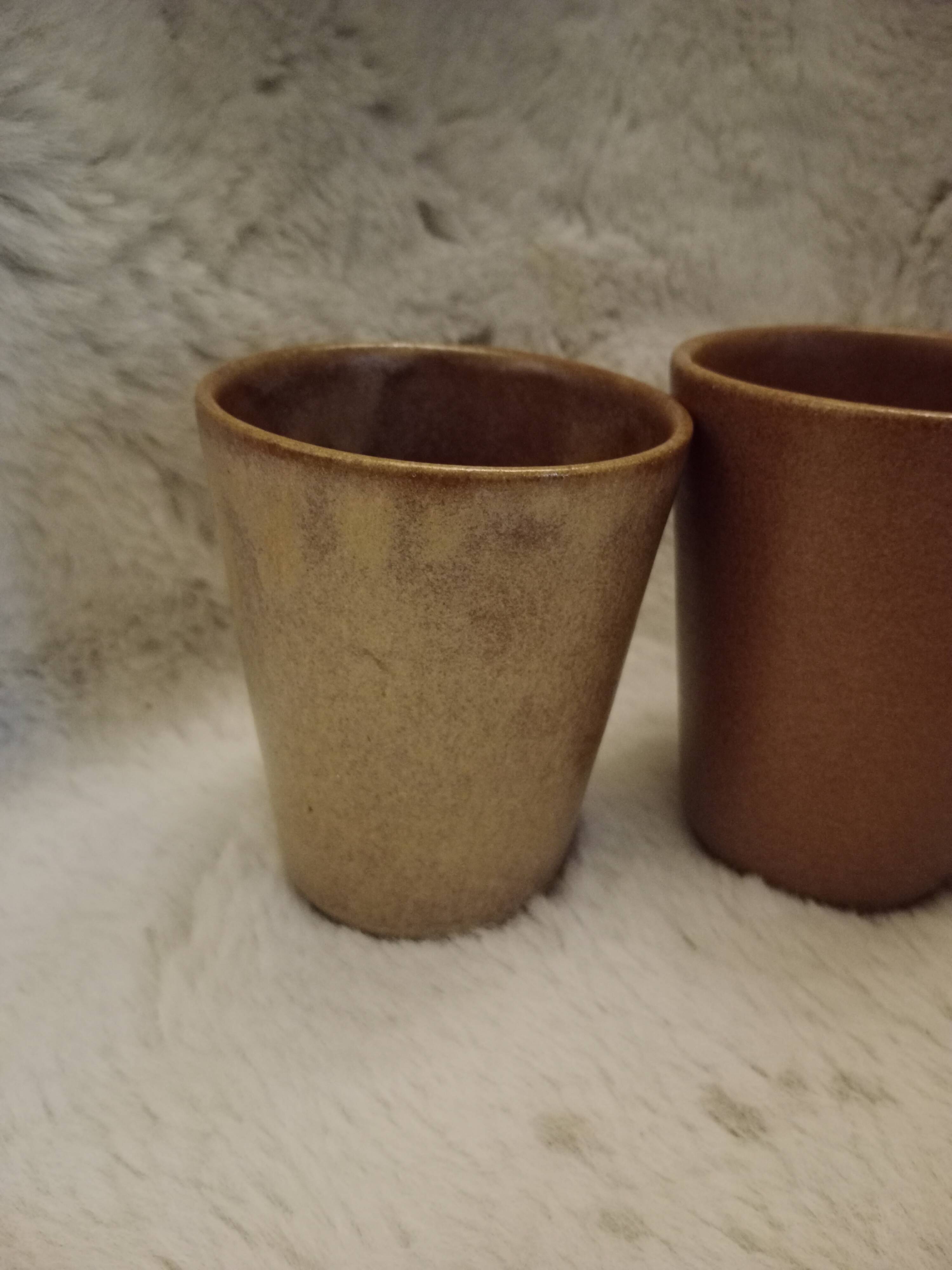 Vintage Iridescent Stoneware Coffee Mugs